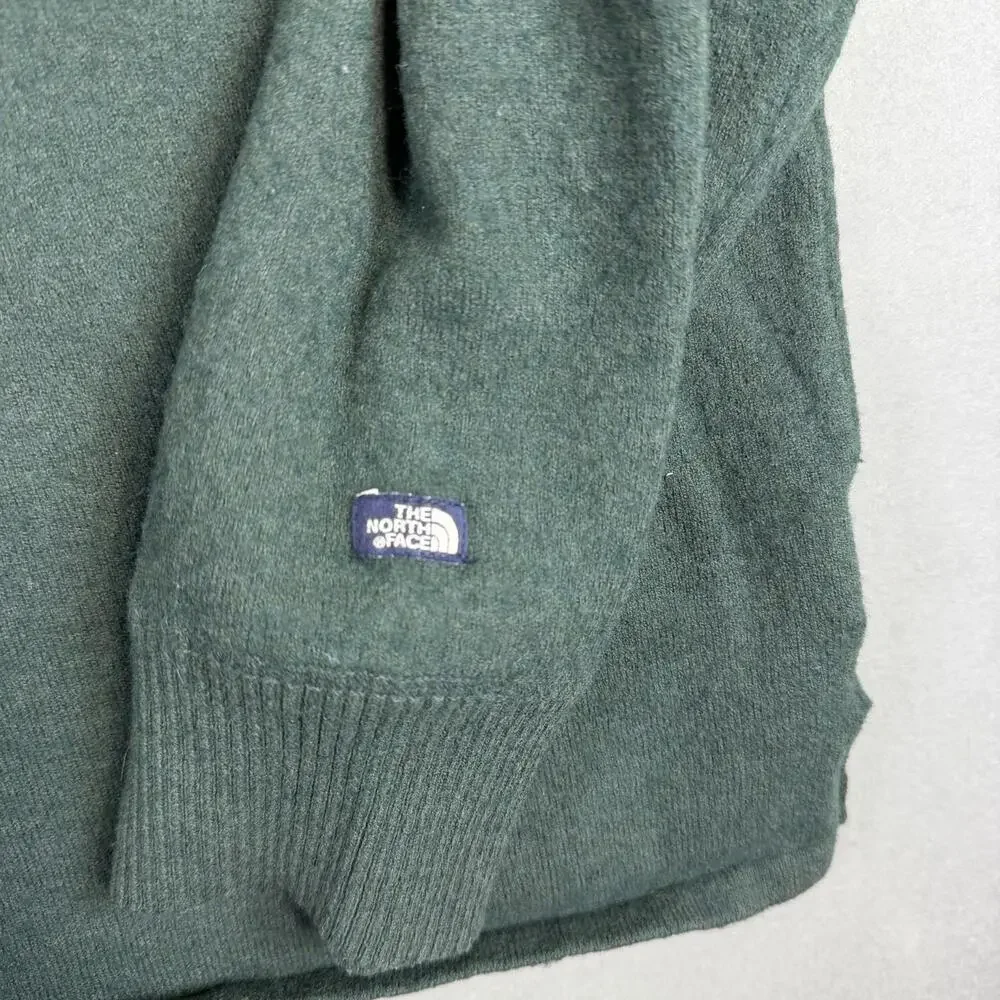 Vintage North Face 1/4 Sweater Mens L-XL Boxy Green Wool Blend Zip Pullover 90s